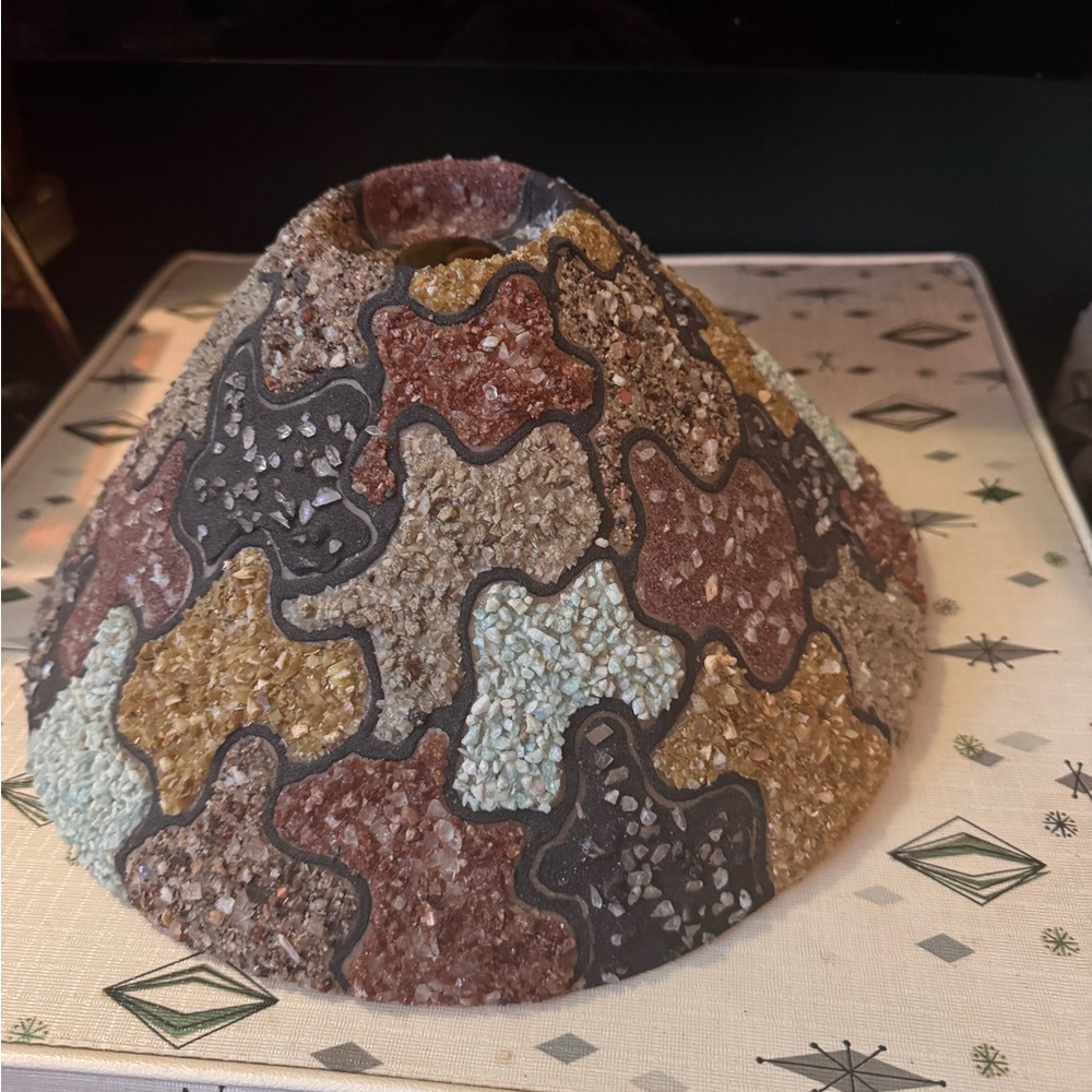 Very unique vintage fibreglass lampshade with stones